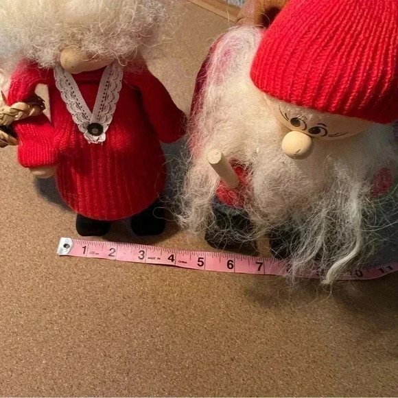 Vintage Ljungstrom Wooden Christmas Santa And Mrs Clause 1980s - Picture 10 of 11